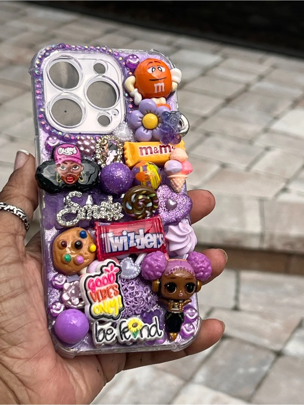 Handmade Purple Junk Phone Purple Sweets Candy & Doll Themed iPhone 16 Pro Case